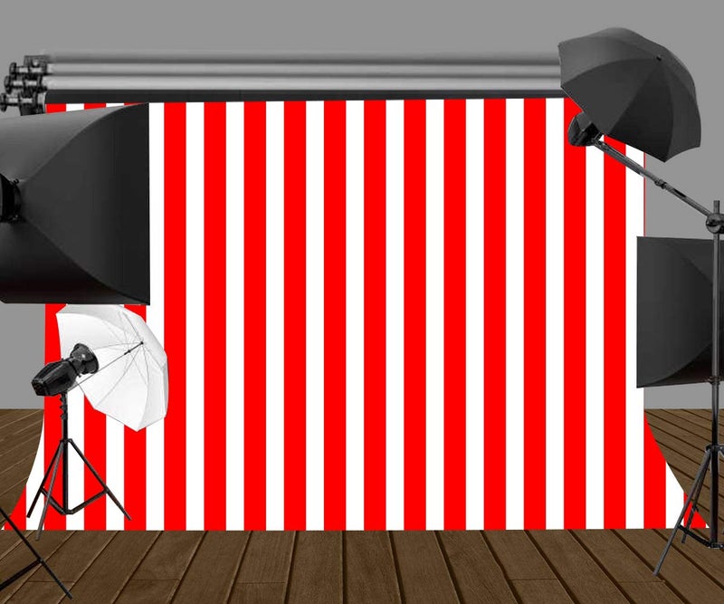 LYLYCTY 7x5 Birthady Backdrop Movie Theater Themed Party Decorations Big Top Circus Theme Party Supplies Banner Red and White Striped Background LYZY0503 - Image 5